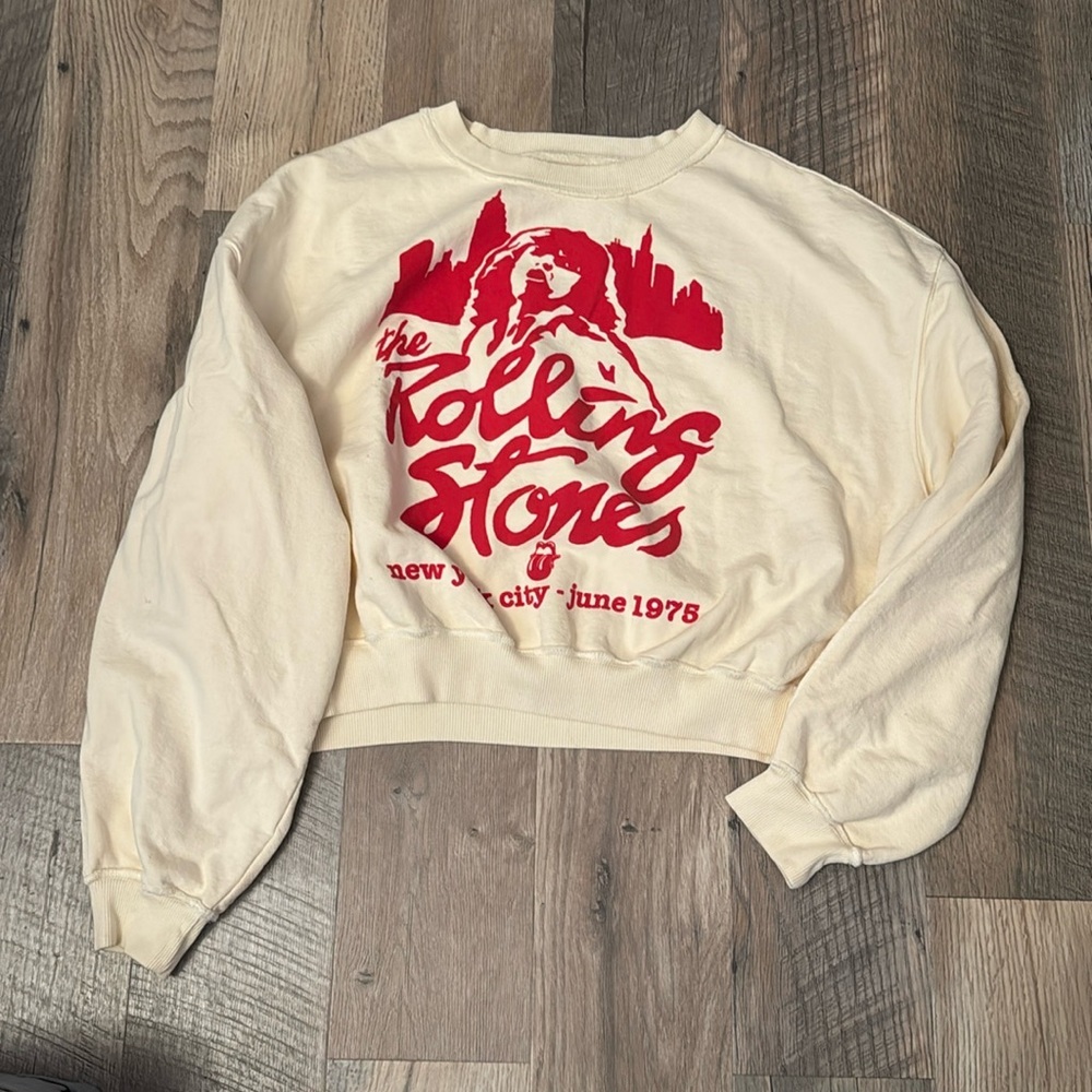 NEW PEOPLE OF LEISURE Rolling Stones oversized cropped sweatshirt Large A00200